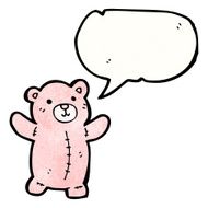 cartoon pink teddy bear with speech bubble N5
