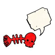 cartoon spooky fish bones symbol with speech bubble N3