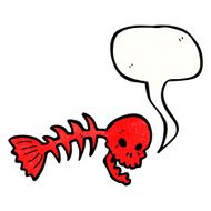 cartoon spooky fish bones symbol with speech bubble N4