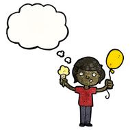 cartoon boy with ice cream and balloon N8