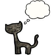 cartoon black cat with thought bubble N37