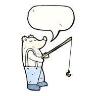 cartoon polar bear with fishing rod N2