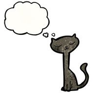 cartoon black cat with thought bubble N38