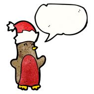 cartoon robin in santa hat N6