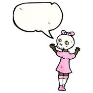 cartoon spooky skull head girl N3