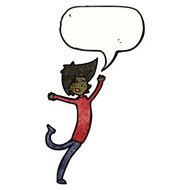cartoon happy dancing boy with speech bubble N5