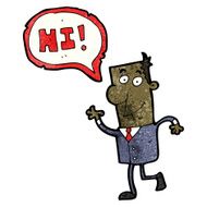 cartoon motivational speaker saying hi N2