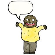 cartoon happy bald man shrugging shoulders N2