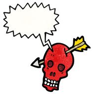 cartoon skull with arrow N8