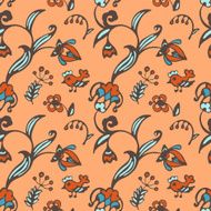 Seamless Flower wallpaper birds herbs