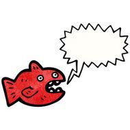 cartoon piranha with speech bubble N4