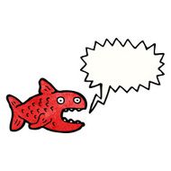 cartoon piranha with speech bubble N6