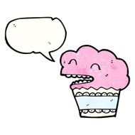 cartoon cupcake with speech bubble N26
