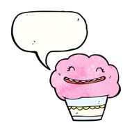 cartoon cupcake with speech bubble N28