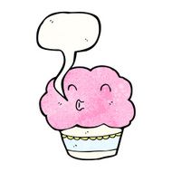 cartoon cupcake with speech bubble N29
