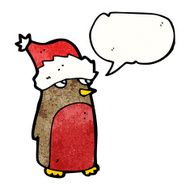 cartoon robin with santa hat N2