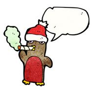 cartoon christmas robin smoking cigarette N3
