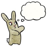 cartoon blind rabbit with thought bubble N2