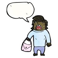cartoon embarrassed man holding purse N4