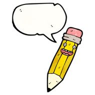 cartoon pencil with speech bubble N12