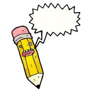 cartoon pencil with speech bubble N13
