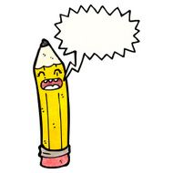 cartoon pencil with speech bubble N14