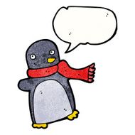 cartoon penguin wearing scarf N13