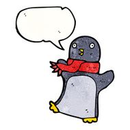 cartoon penguin wearing scarf N16