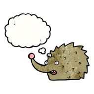 funny cartoon hedgehog with thought bubble N4