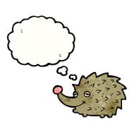 funny cartoon hedgehog with thought bubble N5