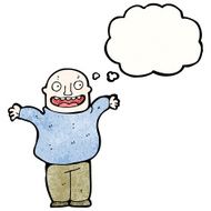 cartoon bald man with thought bubble N12