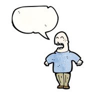 bald man talking loudly N2