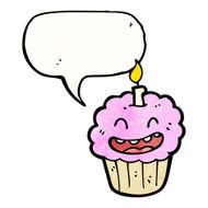 Cartoon Cupcake With Candle N5