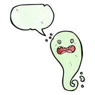 cartoon spooky ghost with speech bubble N62