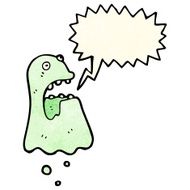 cartoon spooky ghost with speech bubble N65