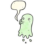 cartoon spooky ghost with speech bubble N66