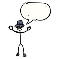 stick man with top hat and speech bubble N2