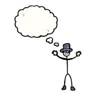 cartoon stick man symbol with top hat N2