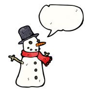 cartoon snowman with speech bubble N13