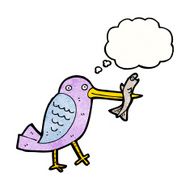 cartoon bird with fish