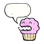 cartoon cupcake with speech bubble N31