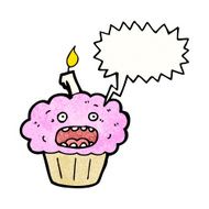 cartoon cupcake with speech bubble N33