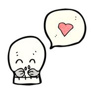 cartoon skull with love heart N5