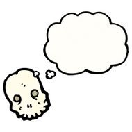 cartoon skull with thought bubble N72