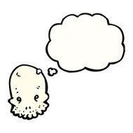 cartoon skull with thought bubble N73