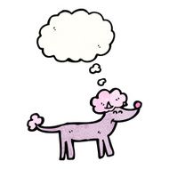 cartoon poodle with thought bubble N8