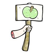cartoon fresh fruit sign post N2