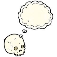 cartoon spooky skull with thought bubble N171