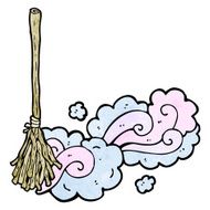 cartoon magic broom sweeping N2