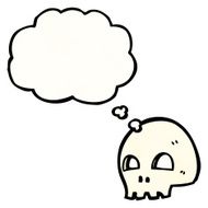 cartoon skull with thought bubble N74